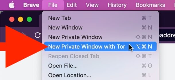 Nuova finestra privata con Tor nel browser Brave