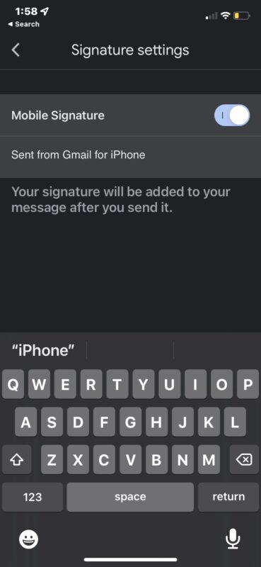 Aggiungi una firma mobile Gmail su iPhone o iPad