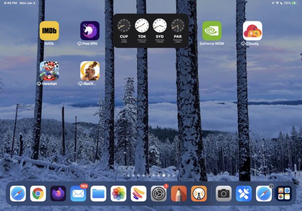 Aggiungi e posiziona il widget sulla schermata iniziale dell'iPad