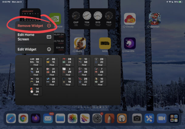 Come rimuovere un widget dalla schermata principale dell'iPad