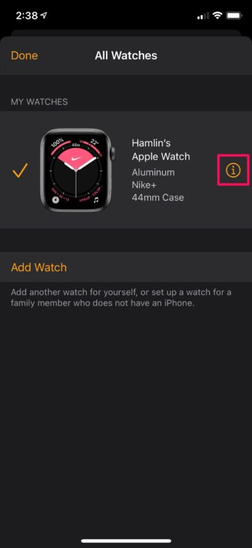 Come annullare l'abbinamento di Apple Watch