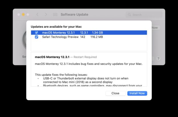 Aggiornamento macOS Monterey 12.3.1