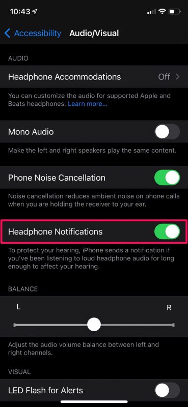 Come abilitare le notifiche delle cuffie su iPhone