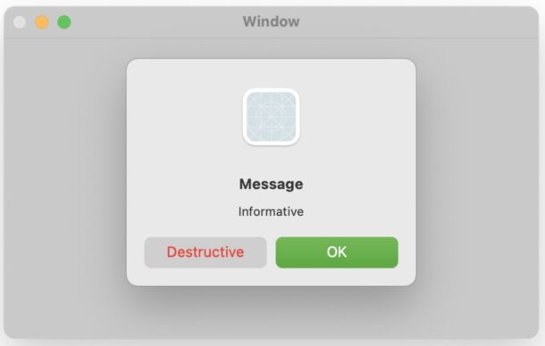 Nuovo stile della finestra di dialogo di avviso del Mac