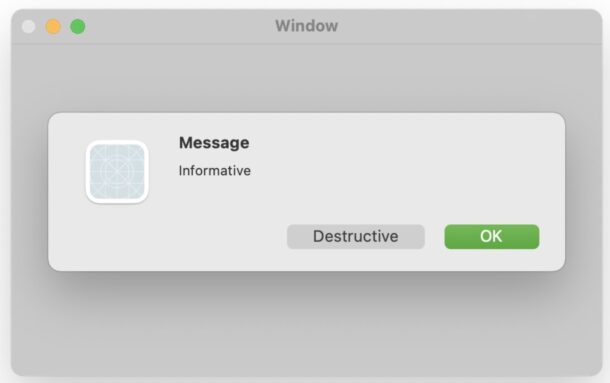 Stile della finestra di dialogo di avviso del Mac precedente