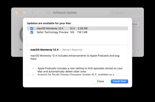 Aggiornamento macOS Monterey 12.4