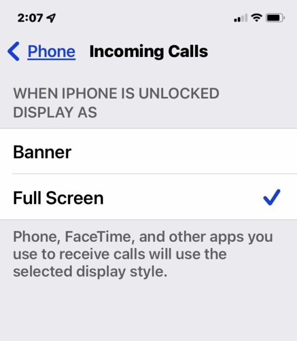 Imposta le chiamate in arrivo di iPhone per occupare lo schermo intero