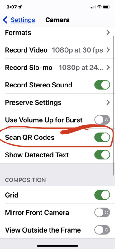 Abilita la scansione del codice QR sulla fotocamera dell'iPhone o dell'iPad