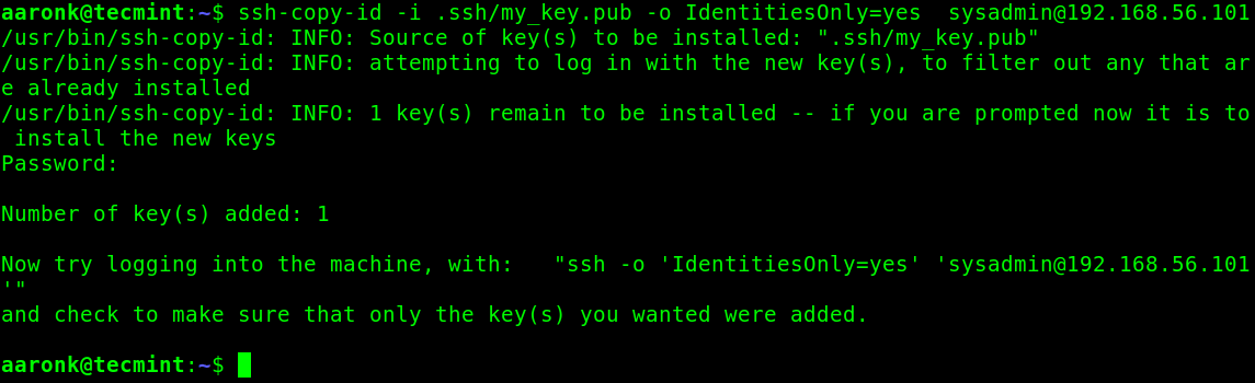 Copia la chiave SSH su openSUSE remoto