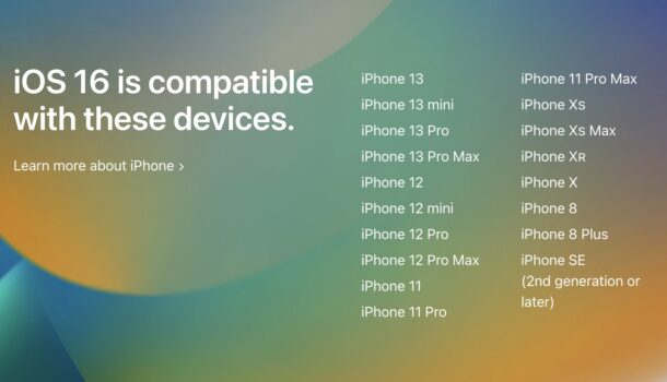 Dispositivi compatibili con iOS 16