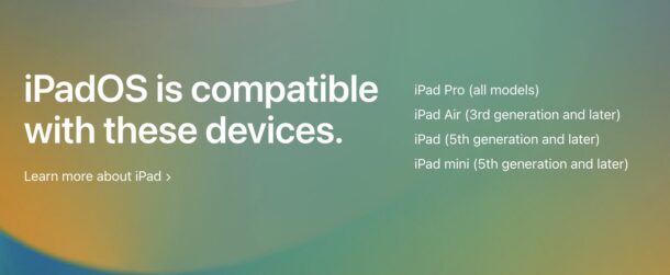 Elenco dei dispositivi supportati da iPadOS 16
