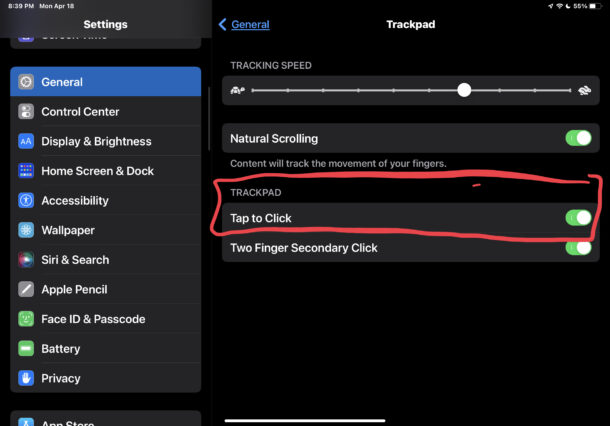 Come abilitare Tap to Click sul trackpad dell'iPad