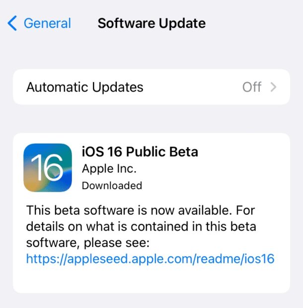 Aggiornamento per il download della beta pubblica di iOS 16