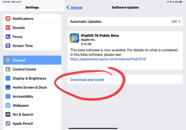 Beta pubblica di iPadOS 16