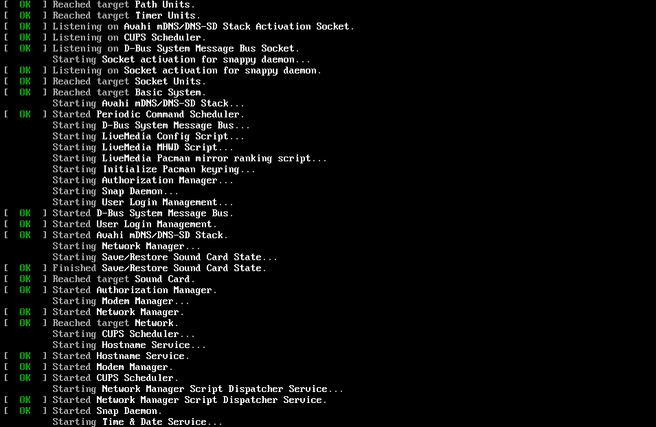 Avvio di Manjaro Linux