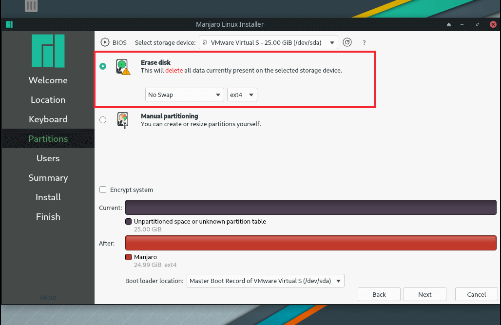 Manjaro Cancella Disco