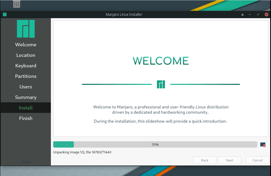 Processo di installazione di Manjaro