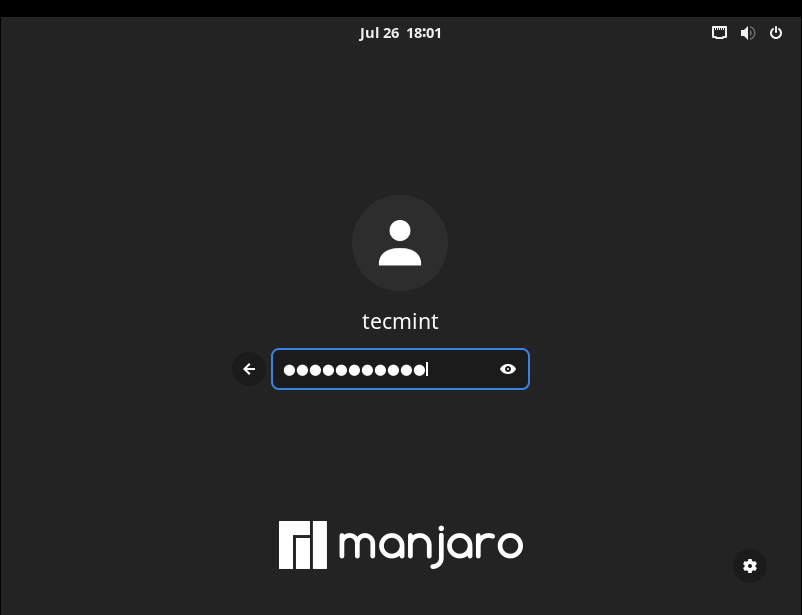 Accesso utente Manjaro