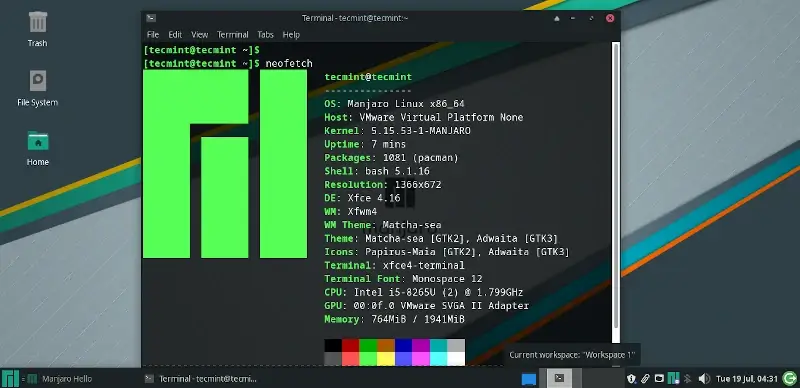 Desktop Manjaro XFCE