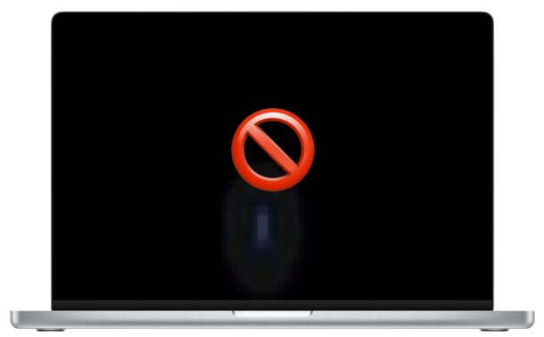 Il Mac si avvia in un cerchio di simboli proibito attraversato da una linea