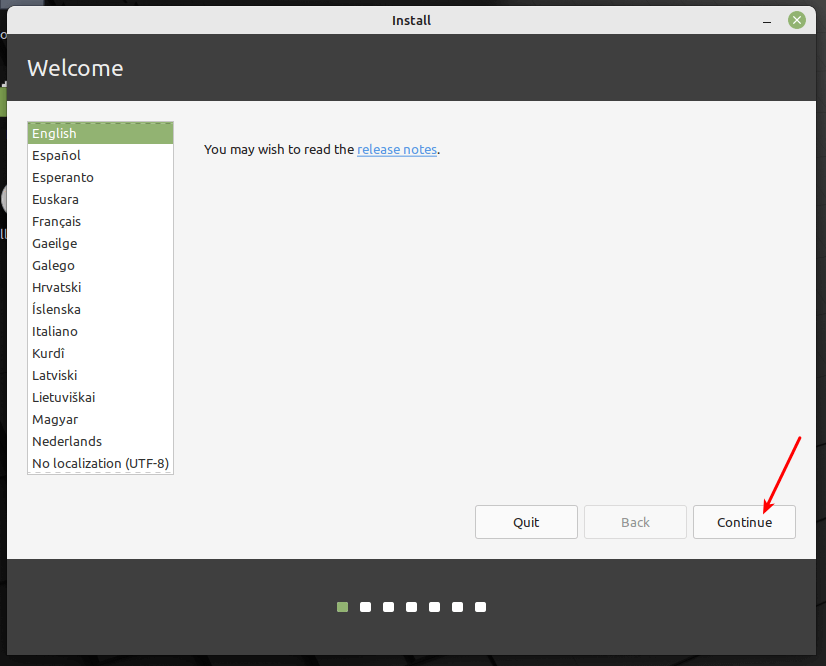 Scegli Linux Mint Language