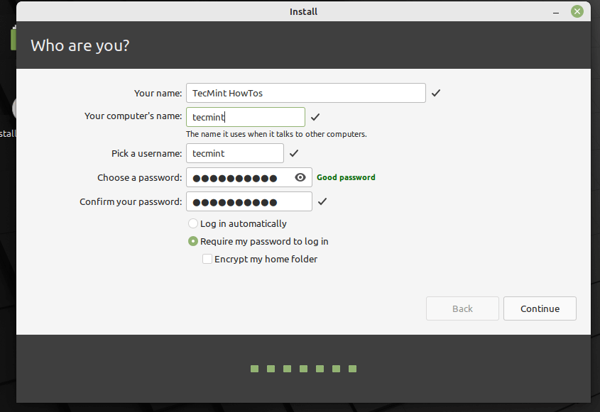 Crea utente Linux Mint
