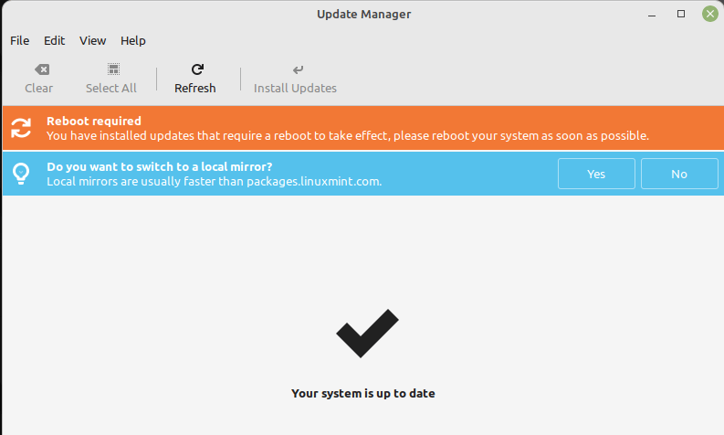 Riavvio di Linux Mint