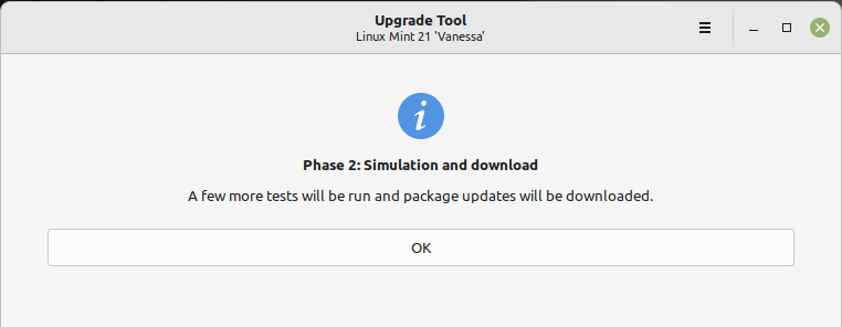 Test di aggiornamento di Linux Mint