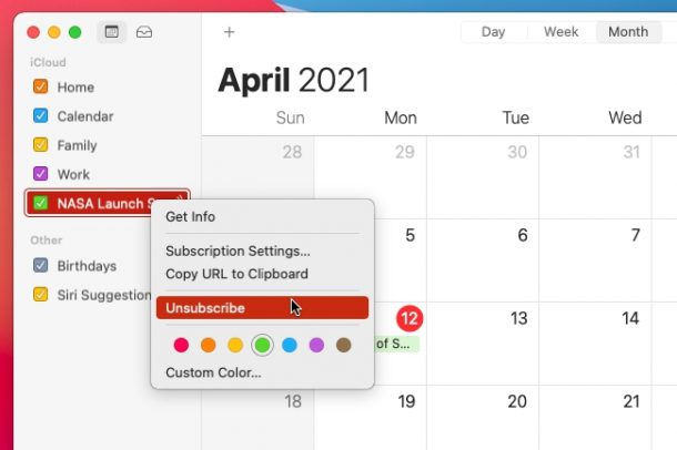 Come annullare l'iscrizione ai calendari pubblici su iPhone, iPad e Mac
