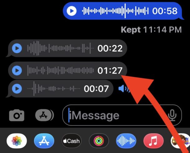 Tocca e tieni premuto sul messaggio audio vocale