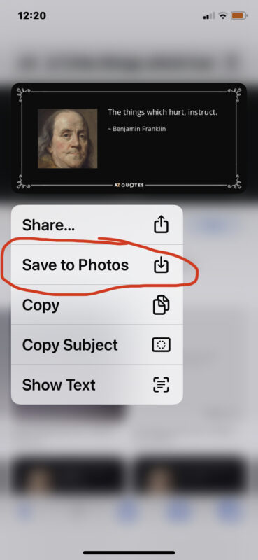 Come salvare un'immagine dal Web in Safari su iPhone