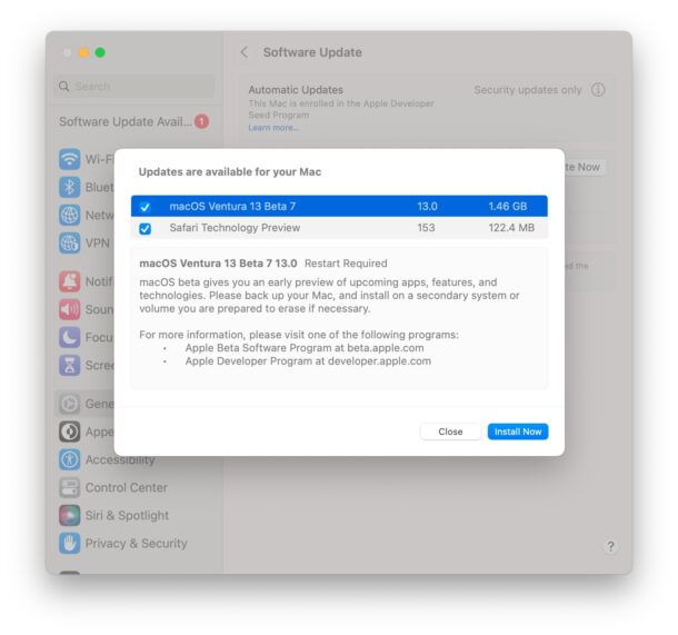 MacOS Ventura beta 7