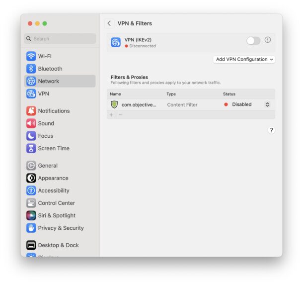 Disabilita i filtri di rete su MacOS Ventura