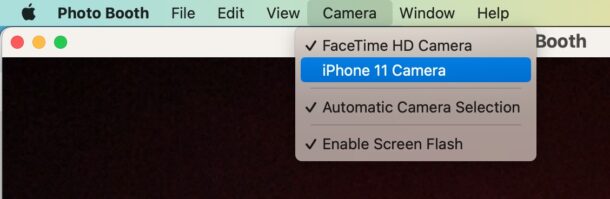 Cambia fotocamera in Photo Booth su Mac su iPhone