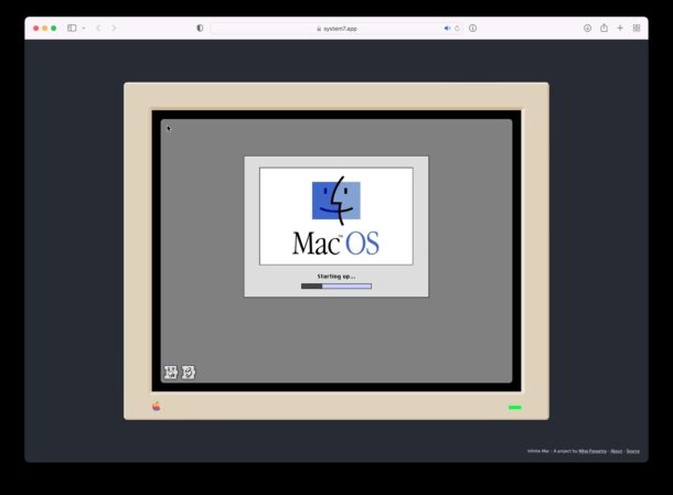 System 7 si avvia in Infinite Mac