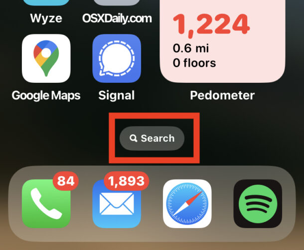 Nascondi il pulsante di ricerca dalla schermata principale di iPhone