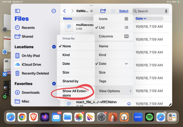 Come mostrare sempre le estensioni dei file su iPad e iPhone nell'app File