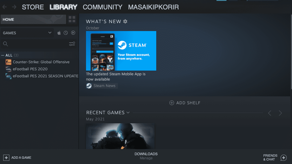 schermata iniziale di Steam