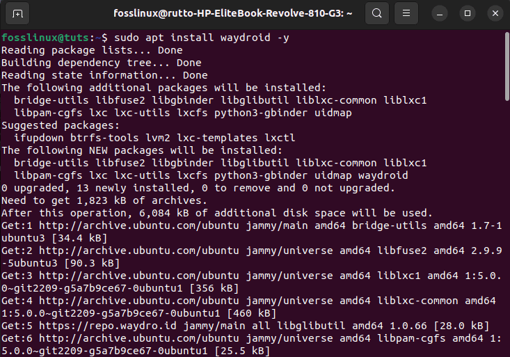 installa waydroid
