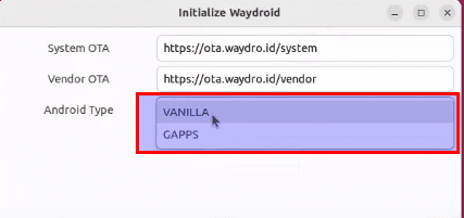 selezionare il tipo di Android