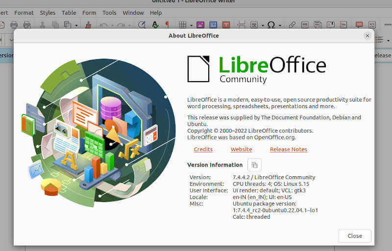 Controlla la versione di LibreOffice in Ubuntu