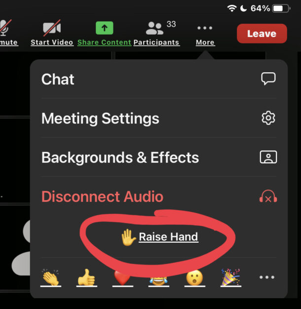 Come alzare la mano in Zoom su iPhone e iPad