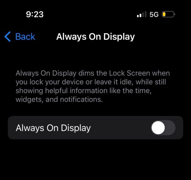 Disabilita l'Always On Display su iPhone 