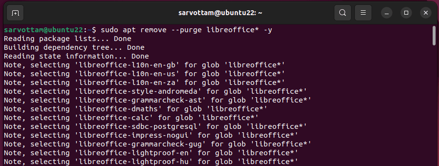 Rimuovere LibreOffice in Ubuntu