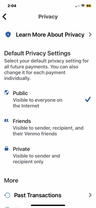 Modifica le impostazioni sulla privacy di Venmo per nascondere la cronologia delle transazioni dei pagamenti