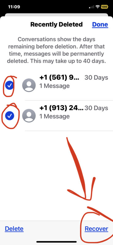 Seleziona quali messaggi eliminati vuoi recuperare su iPhone o iPad