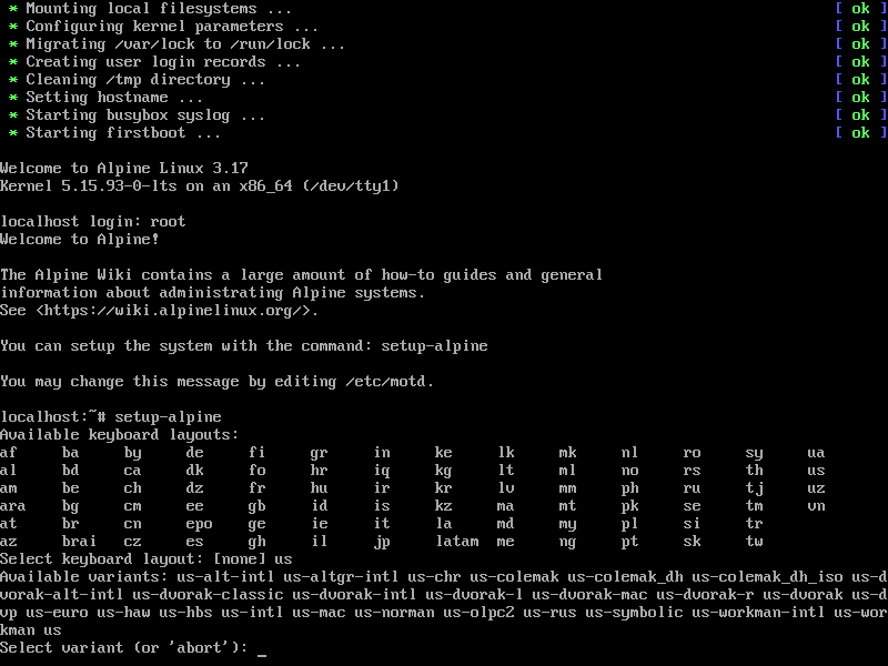 Linux alpino