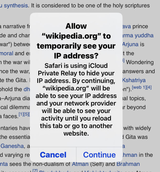 Come disattivare temporaneamente iCloud Private Relay per un sito Web in Safari per iPhone o iPad