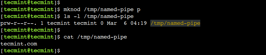 Visualizza file pipe con nome