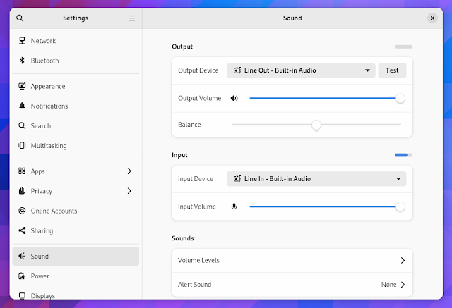 GNOME 44 impostazioni audio GNOME 44 impostazioni audio